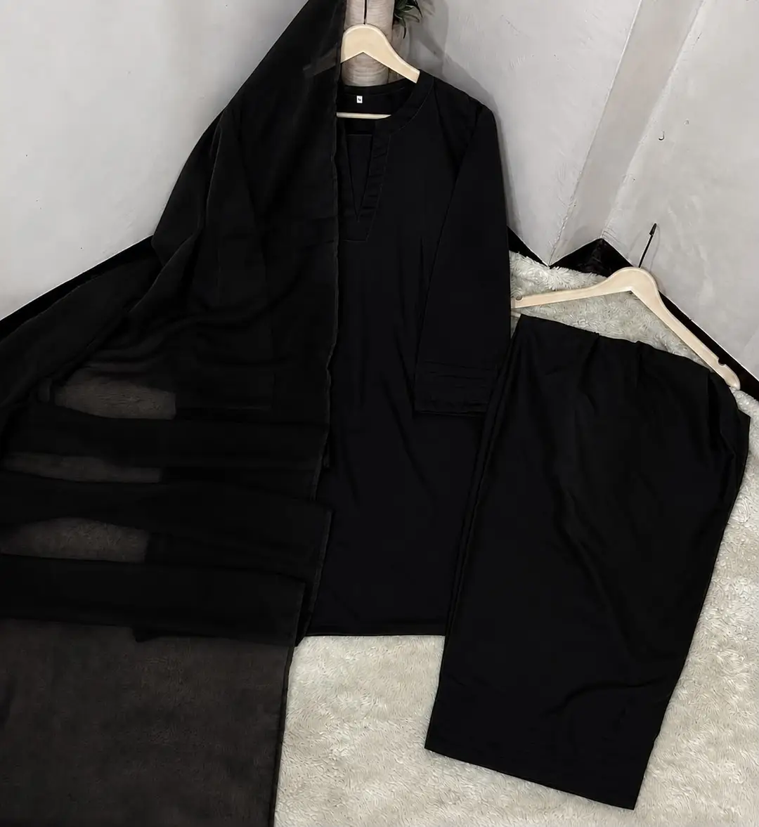 3 Pcs Women's Stitched Georgette Plain Suit
