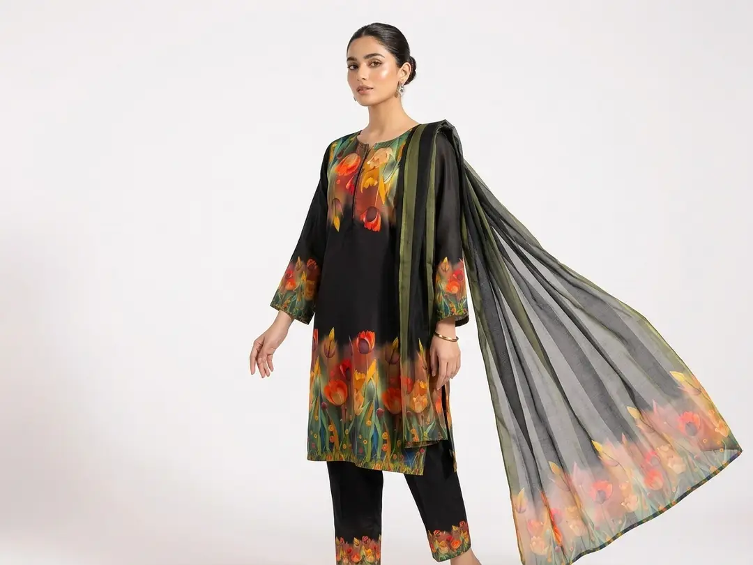 3 Pcs Women's Stitched Lawn Digital Print Suit