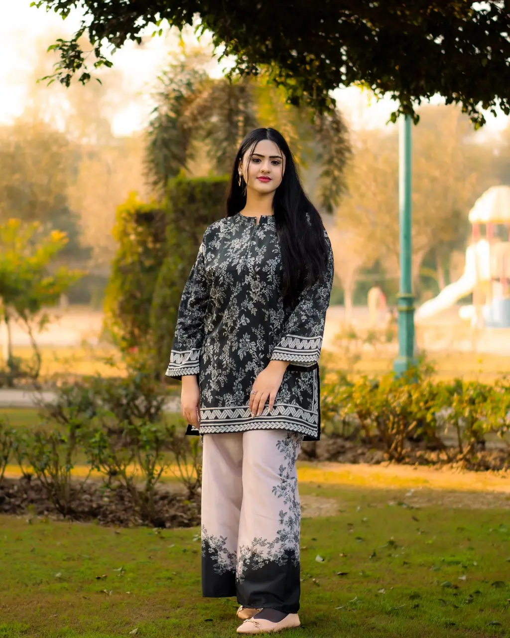 2 Pcs Women's Stitched Silk Digital Print Shirt And Trouser