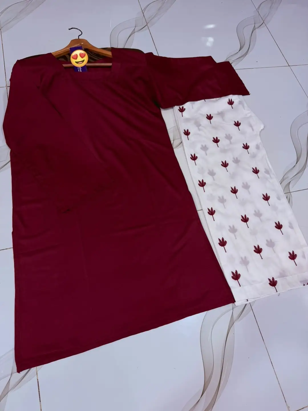 2 Pcs Women's Stitched Linen Embroidered Shirt And Trouser
