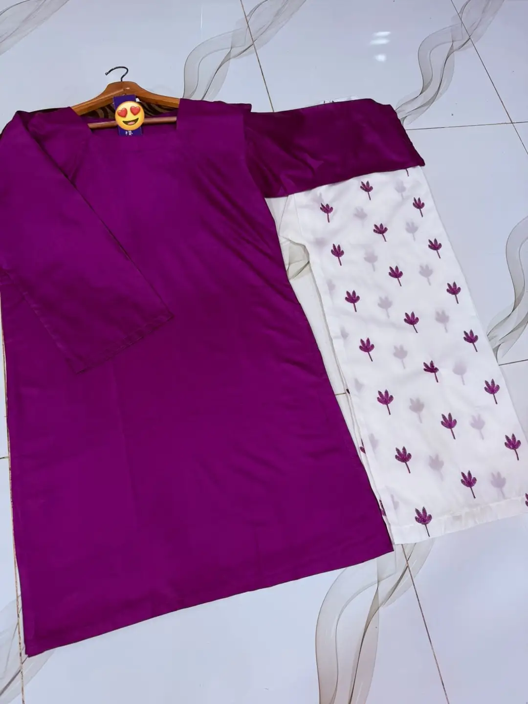 2 Pcs Women's Stitched Linen Embroidered Shirt And Trouser