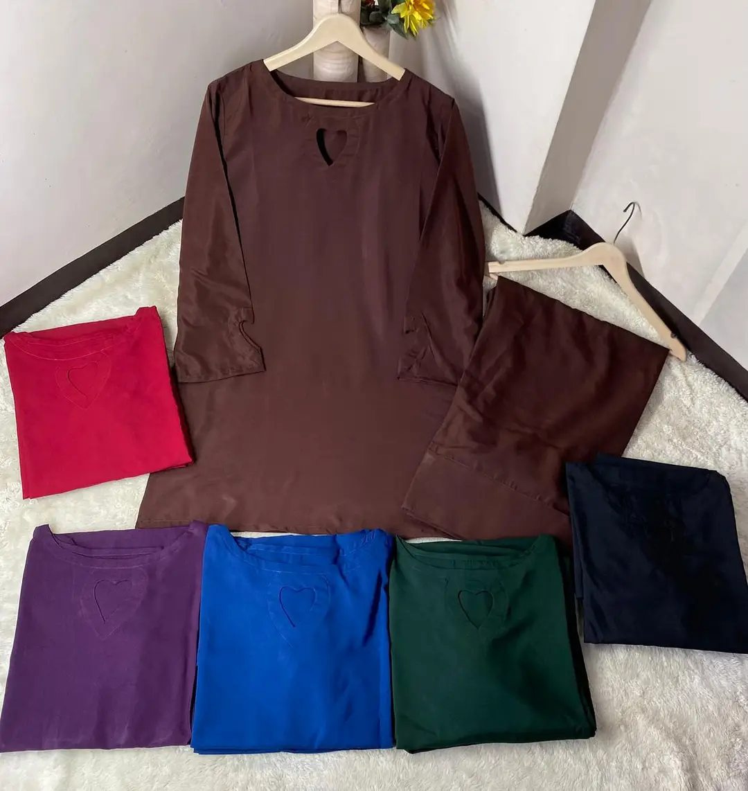 2 Pcs Women's Stitched Georgette Plain Shirt And Trouser