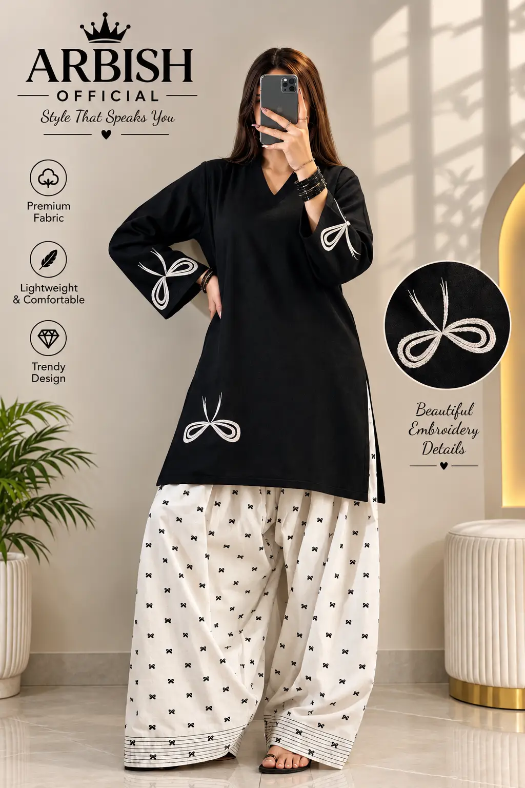 2 Pcs Women's Stitched Cotton Printed Shirt And Trouser➰