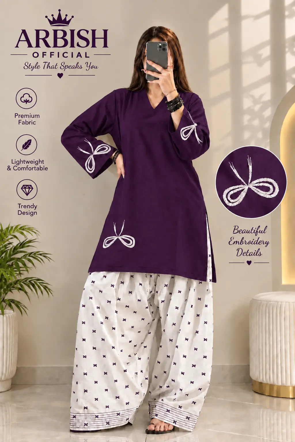 2 Pcs Women's Stitched Cotton Printed Shirt And Trouser➰