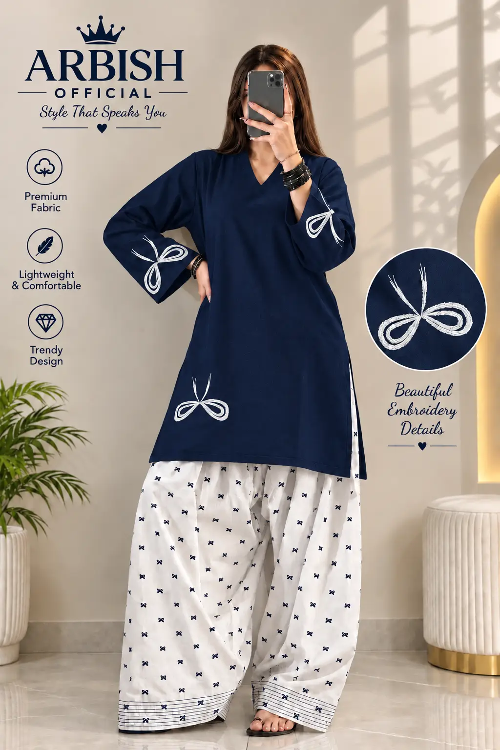 2 Pcs Women's Stitched Cotton Printed Shirt And Trouser➰
