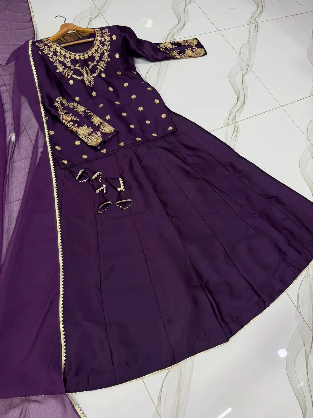 3 Pcs Women's Stitched Shamoz Silk Hand Work Lehenga Choli