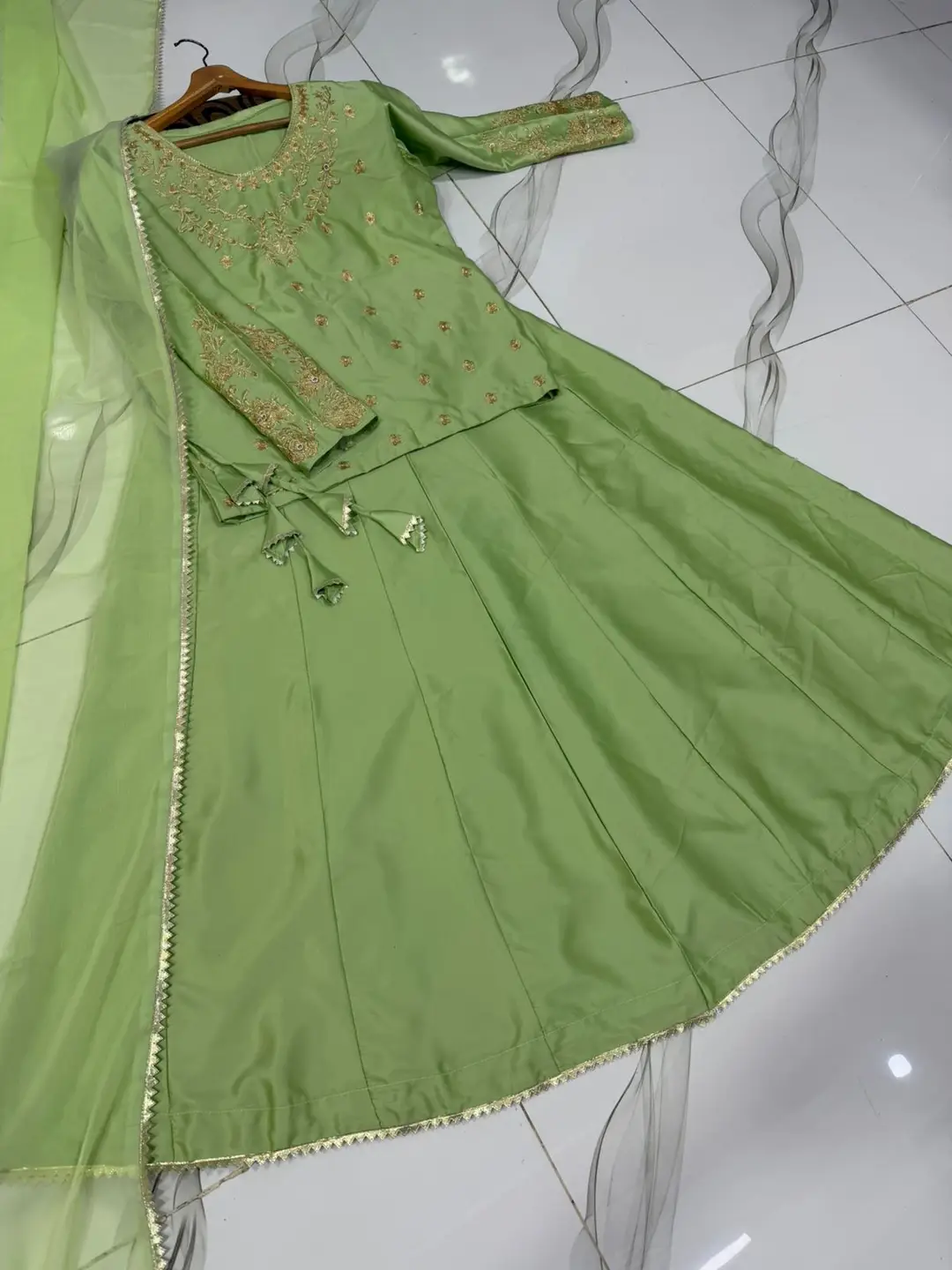 3 Pcs Women's Stitched Shamoz Silk Hand Work Lehenga Choli