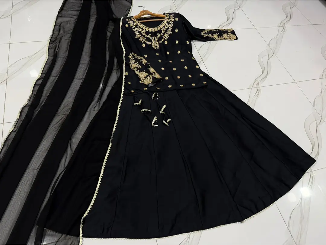 3 Pcs Women's Stitched Shamoz Silk Hand Work Lehenga Choli