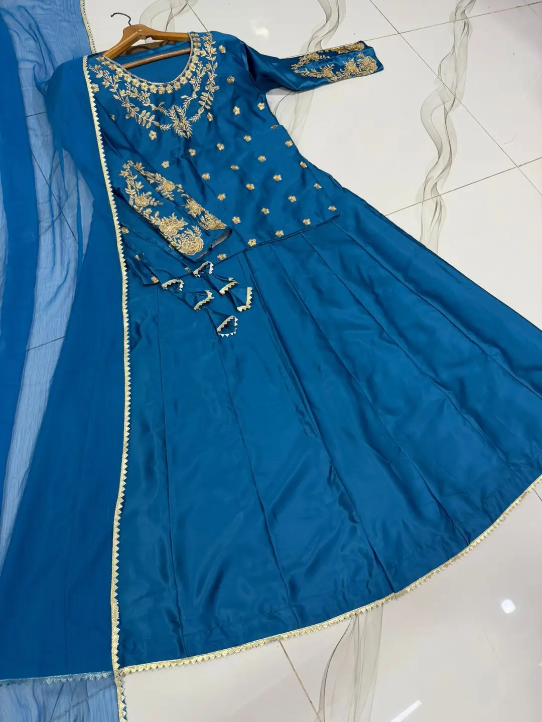 3 Pcs Women's Stitched Shamoz Silk Hand Work Lehenga Choli