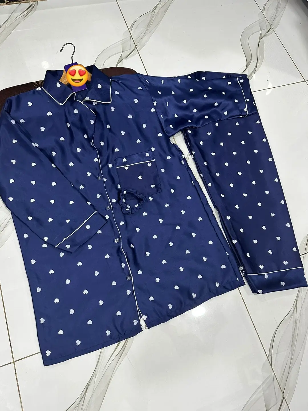 2 Pcs Women's Stitched Silk Printed Night Suit