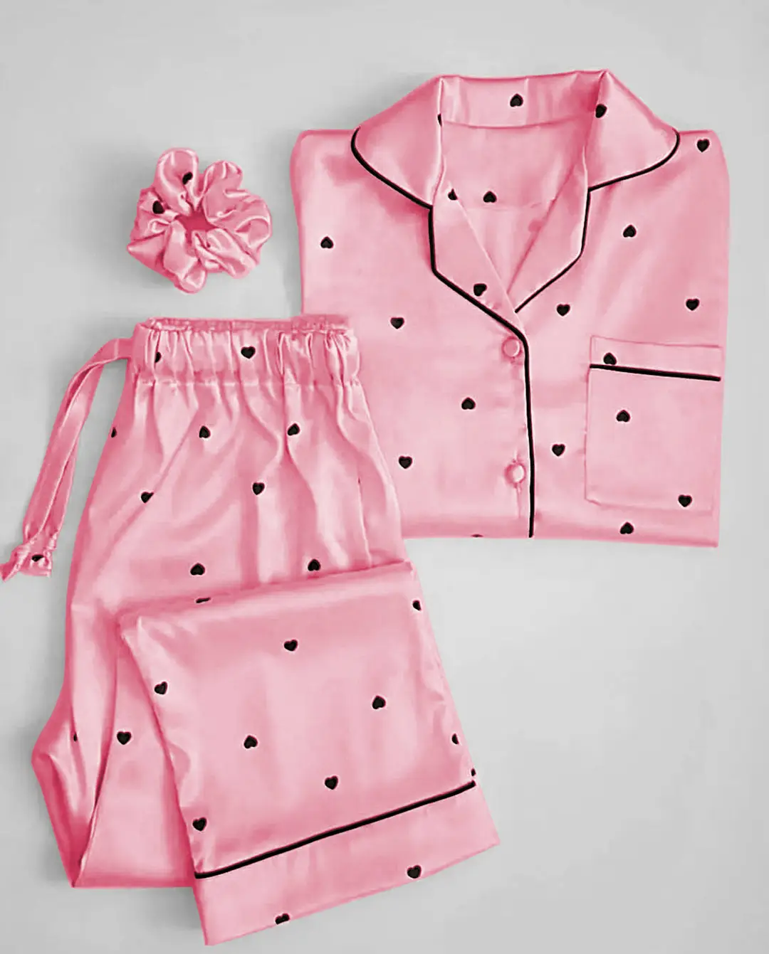 2 Pcs Women's Stitched Silk Printed Night Suit