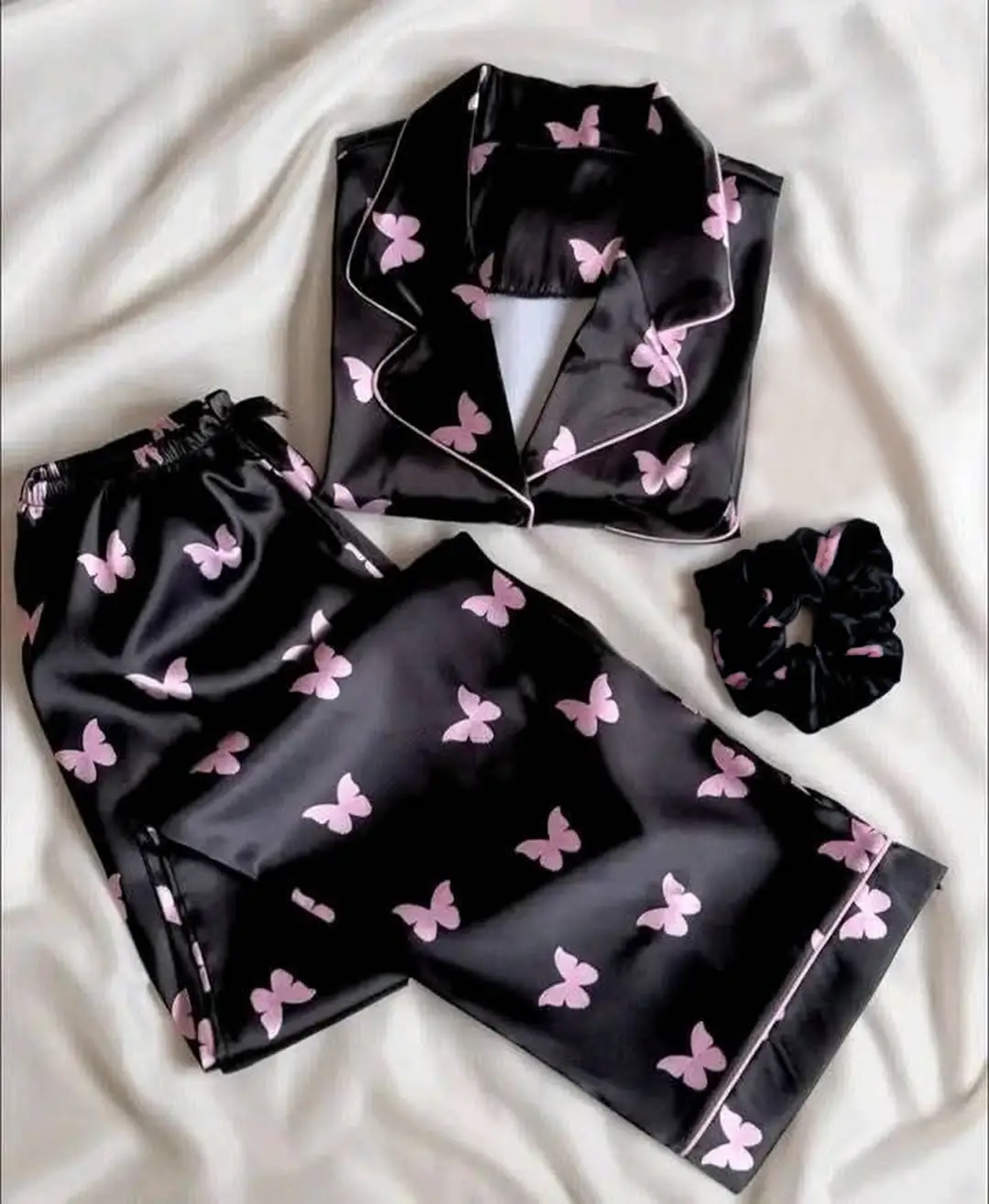 2 Pcs Women's Stitched Silk Printed Night Suit