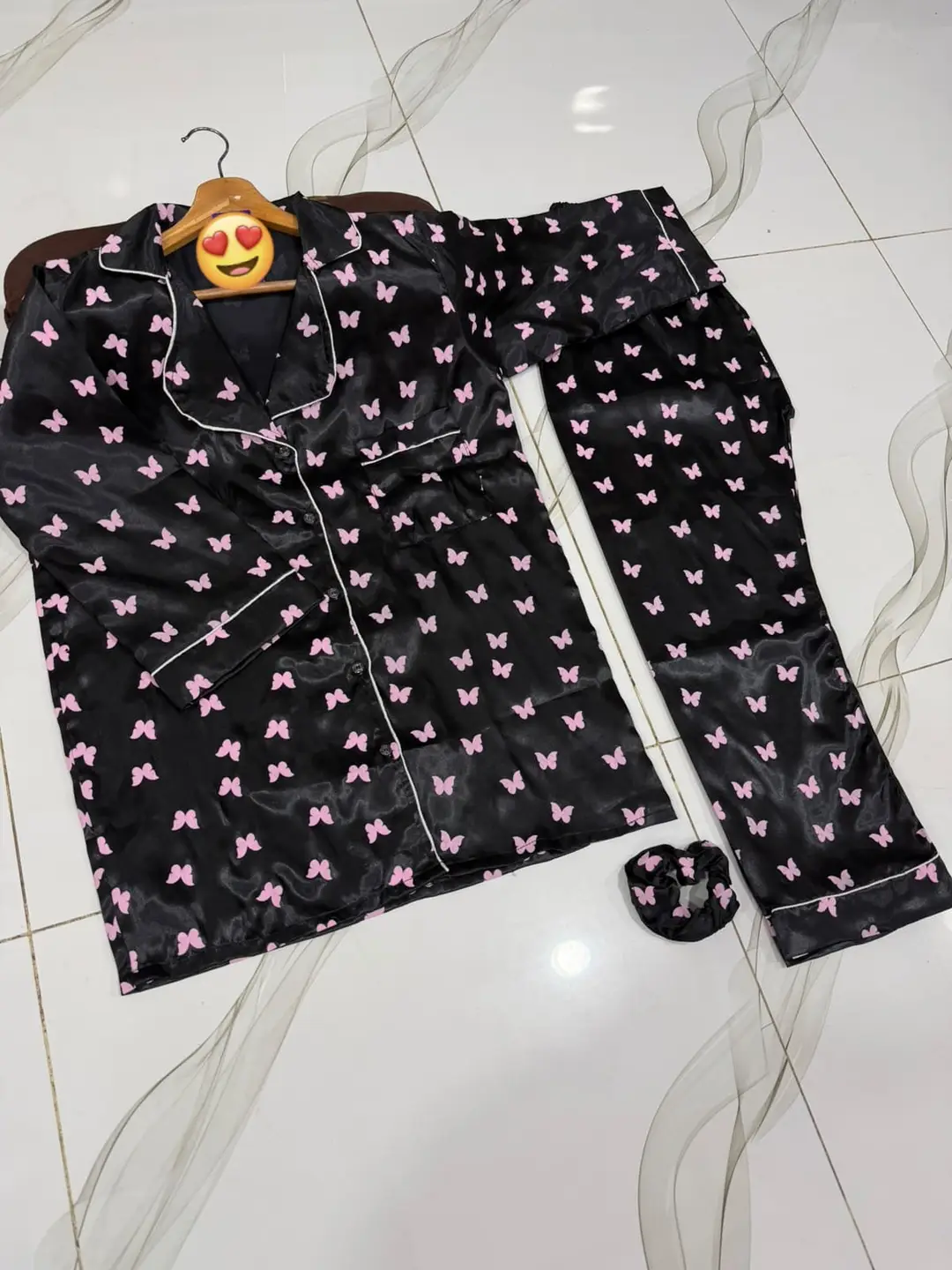 2 Pcs Women's Stitched Silk Printed Night Suit