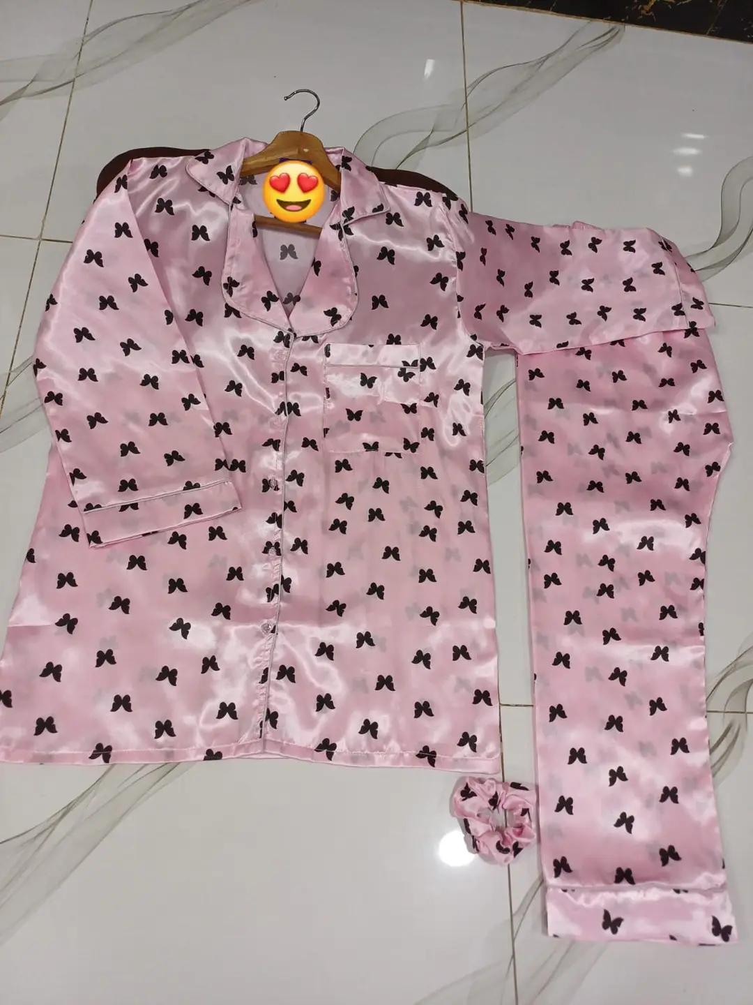 2 Pcs Women's Stitched Silk Printed Night Suit