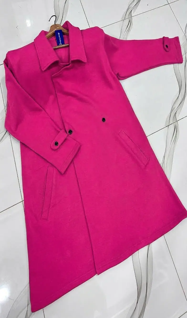 1 Pc Women's Stitched Fleece Plain Pea Coat