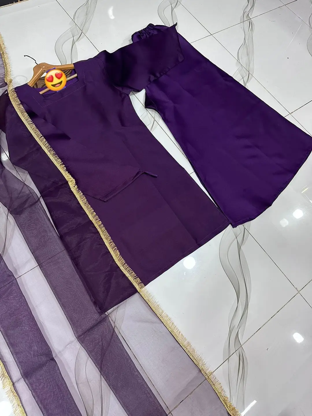 3 Pcs Women’s Stitched Shamoz Silk Plain Sharara Shirt