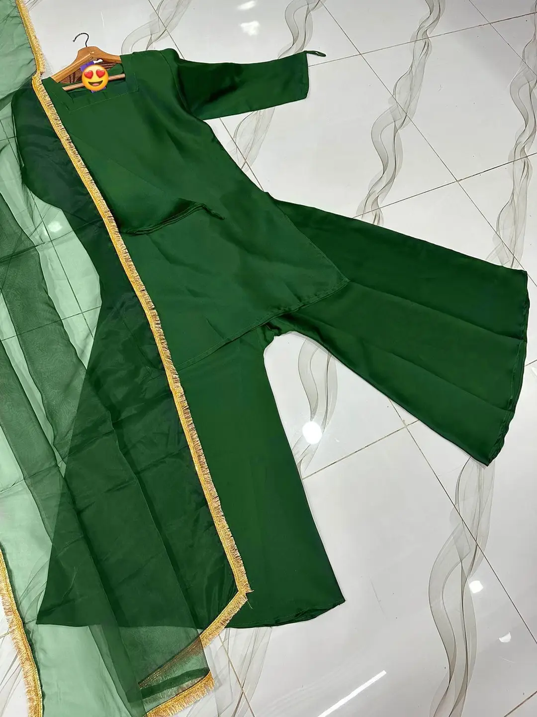 3 Pcs Women’s Stitched Shamoz Silk Plain Sharara Shirt