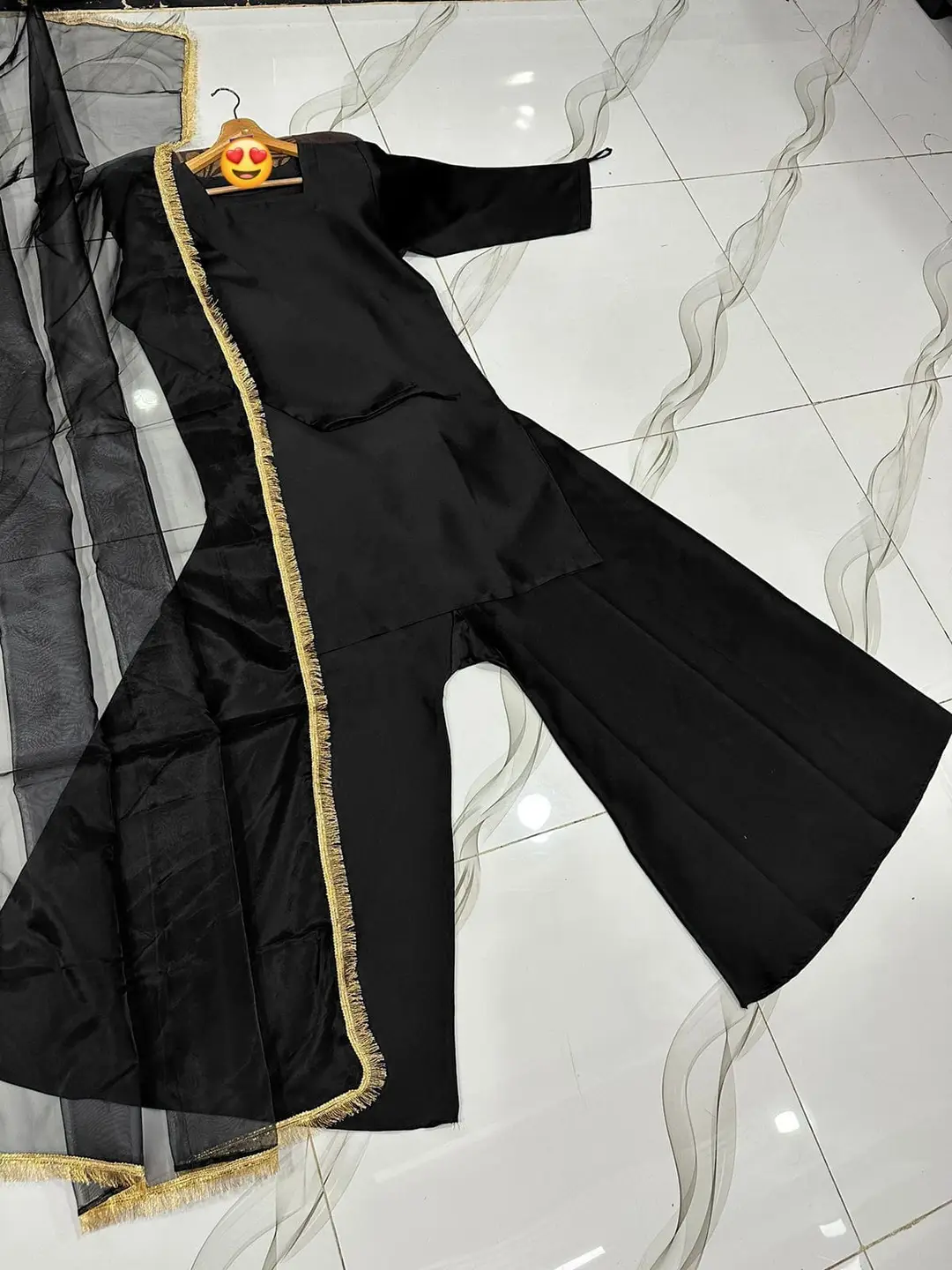 3 Pcs Women’s Stitched Shamoz Silk Plain Sharara Shirt