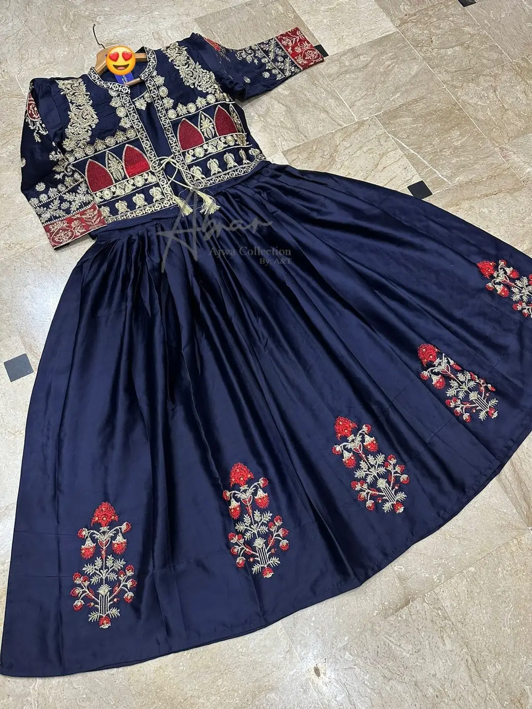 2 Pcs Women's Stitched Shamoz Silk Embroidered Maxi and Jacket