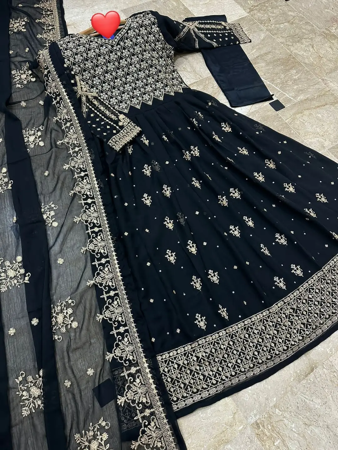 3 Pcs Women's Stitched Chiffon Hand Work Maxi And Trouser