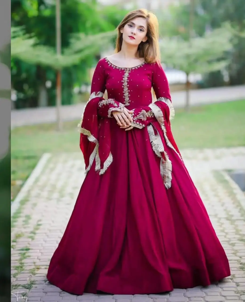 3 Pcs Women's Stitched Chiffon Embroidered Maxi Suit