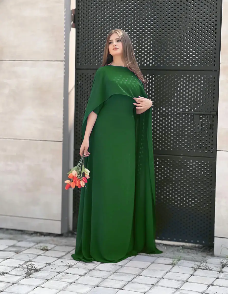 2 Pcs Women's Stitched Chiffon Plain Maxi