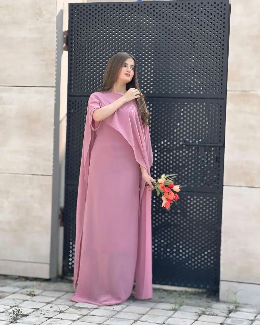2 Pcs Women's Stitched Chiffon Plain Maxi