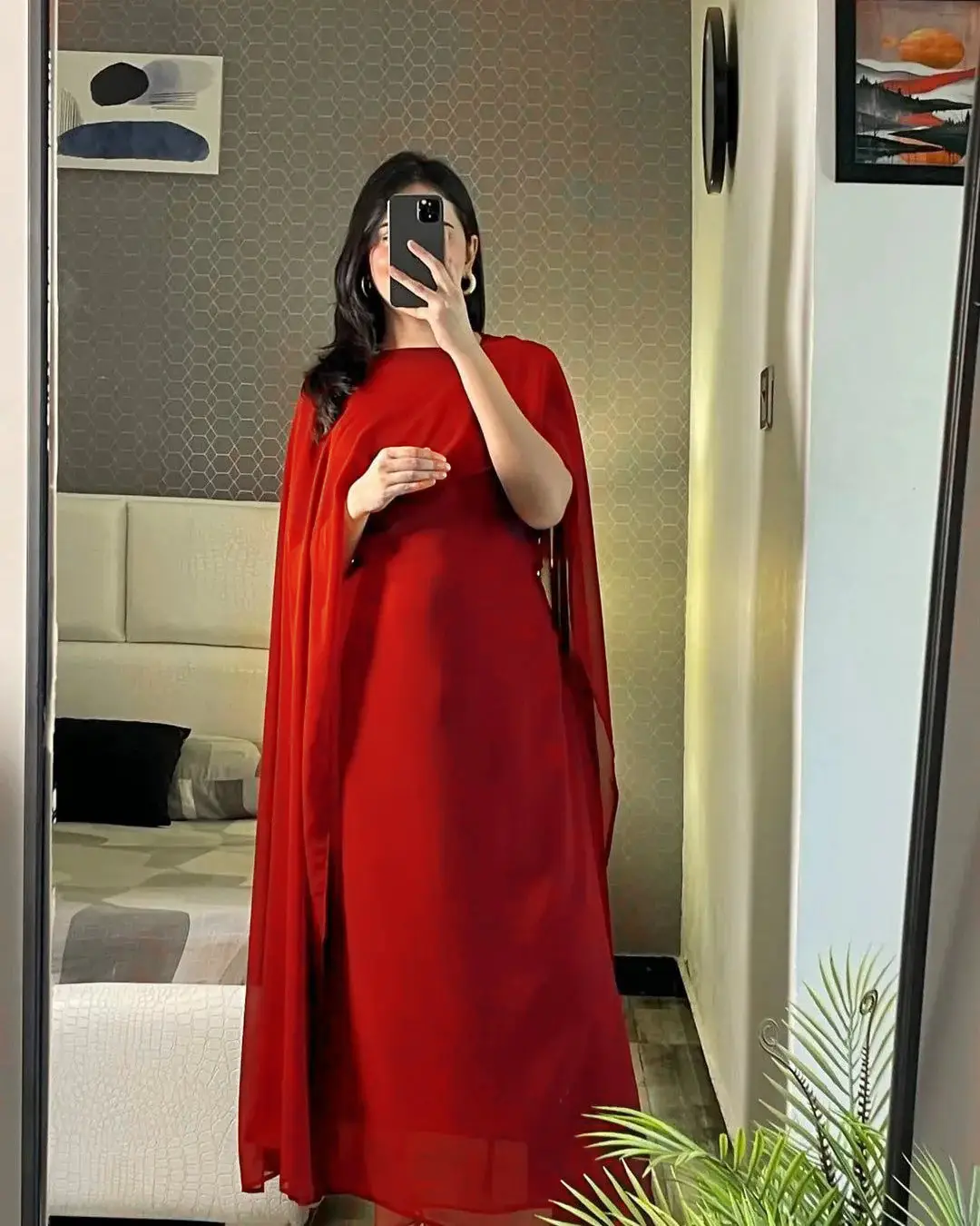 2 Pcs Women's Stitched Chiffon Plain Maxi