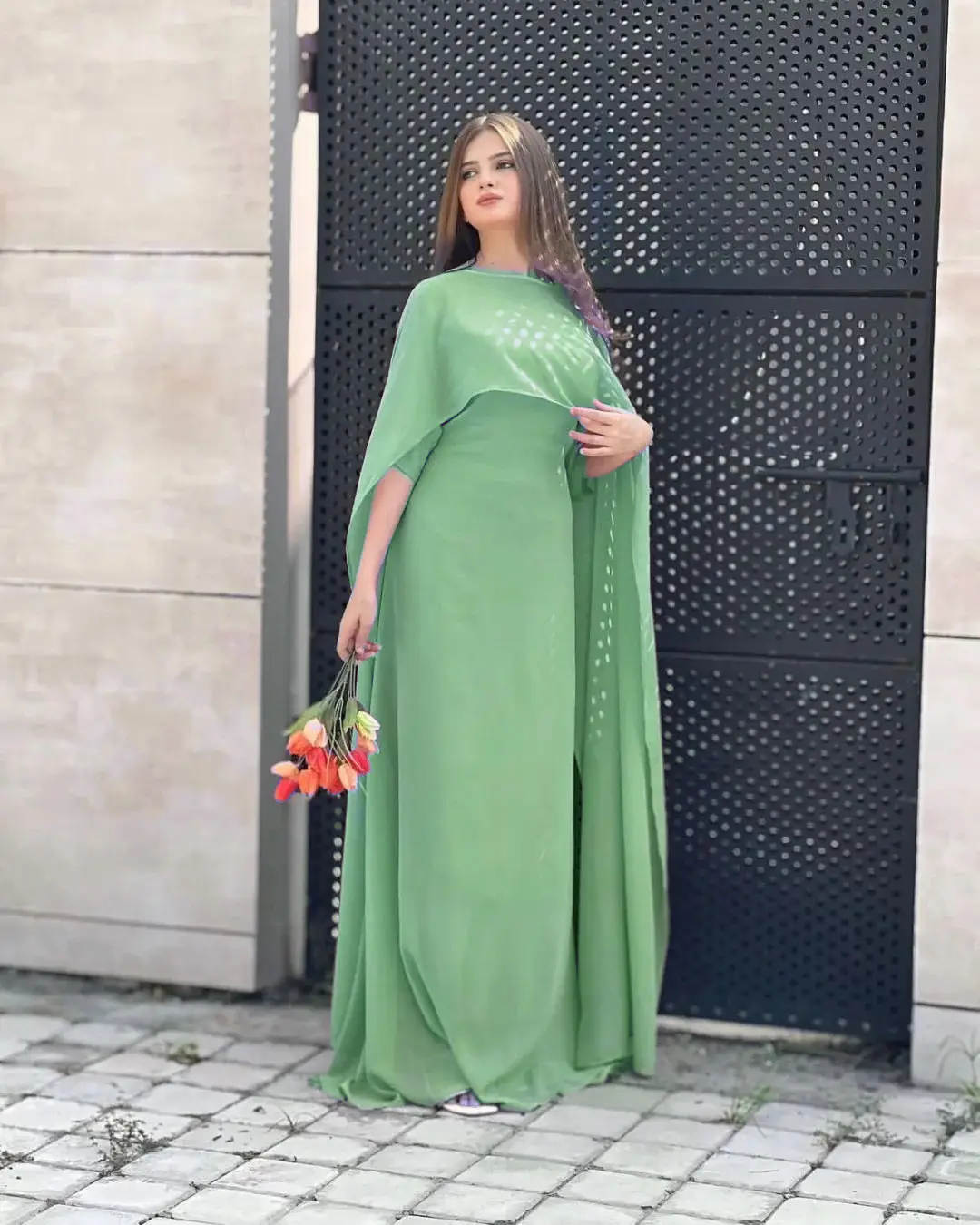 2 Pcs Women's Stitched Chiffon Plain Maxi