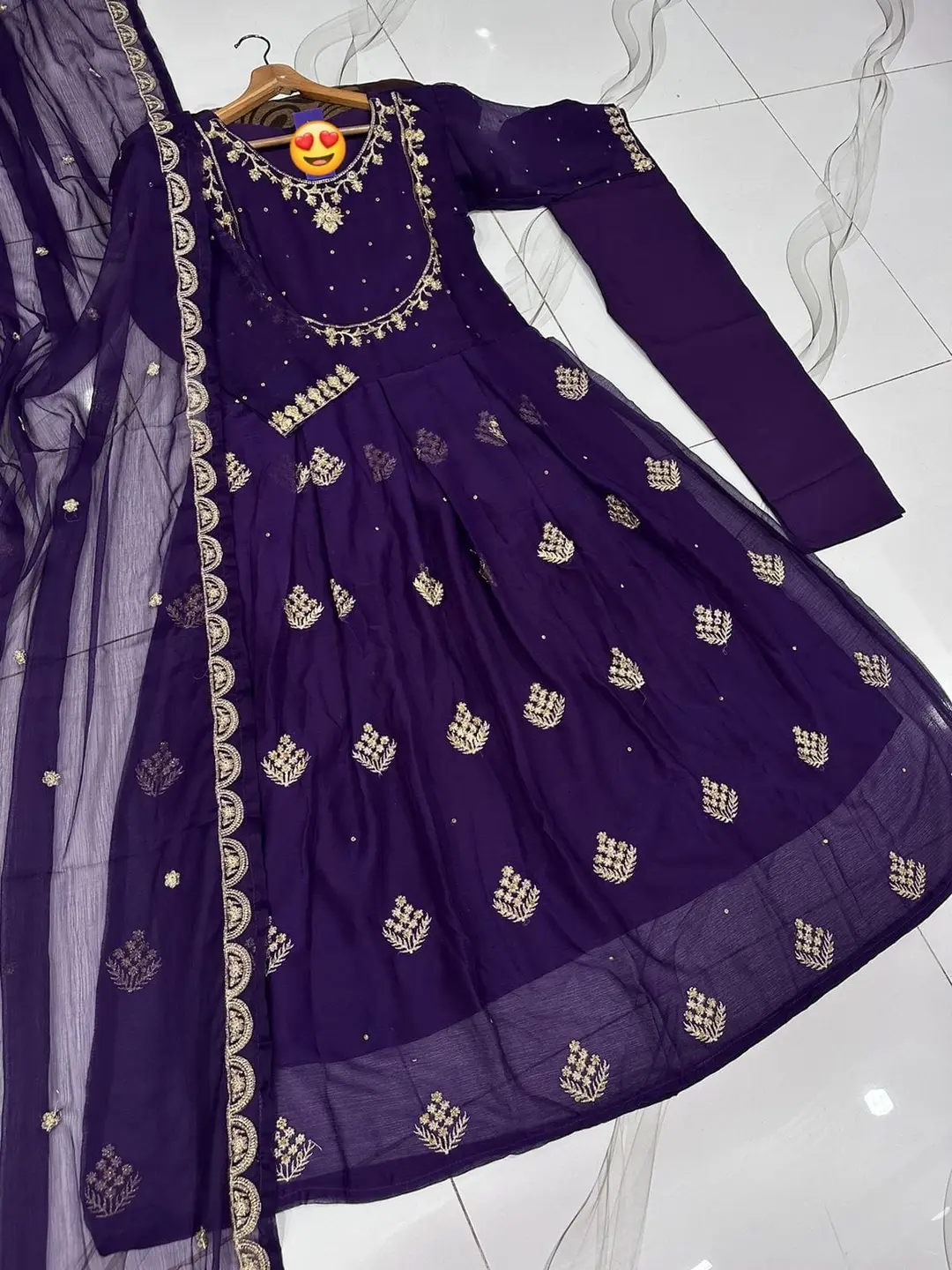 3 Pcs Women's Stitched Chiffon Hand Work Maxi