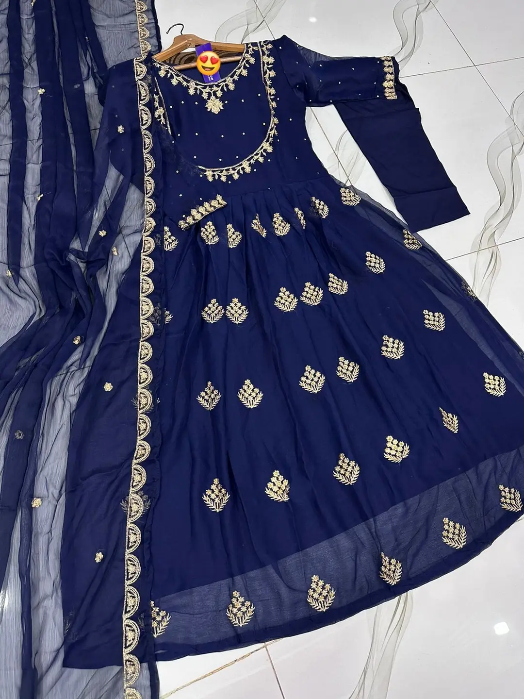 3 Pcs Women's Stitched Chiffon Hand Work Maxi