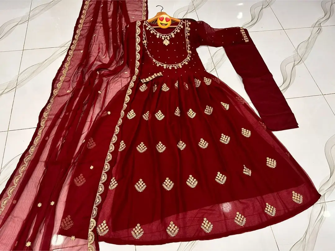 3 Pcs Women's Stitched Chiffon Hand Work Maxi