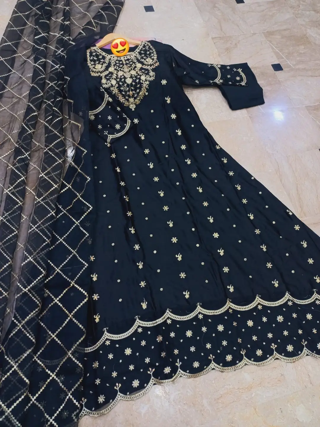 3 Pcs Women's Stitched Shamoz Silk Hand Embroidered Maxi