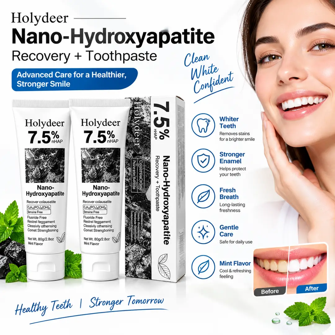 Holydeer 7.5% nHAP Toothpaste Fluoride Free Mint, Pack of 2