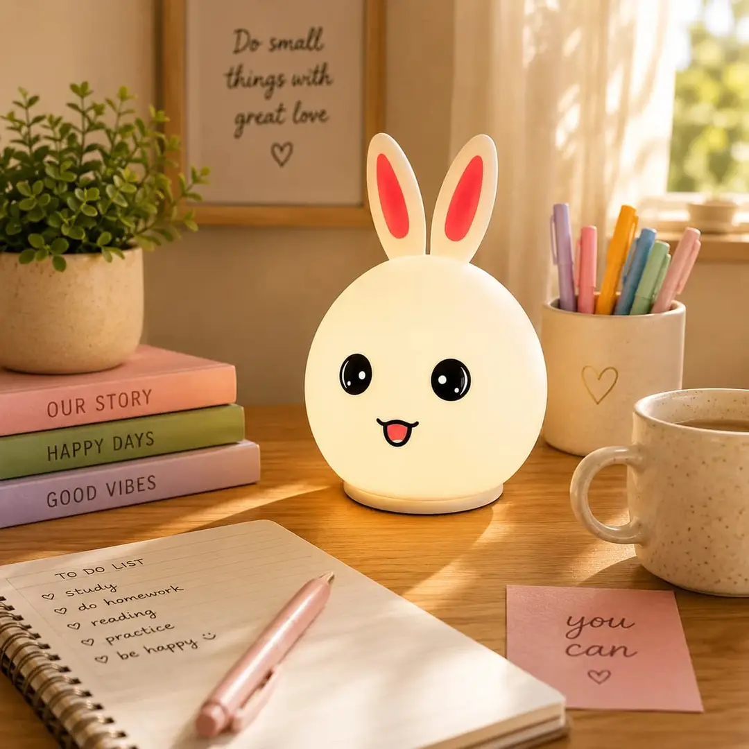 Cute Bunny Silicone Night Lamp Rechargeable Multi Color