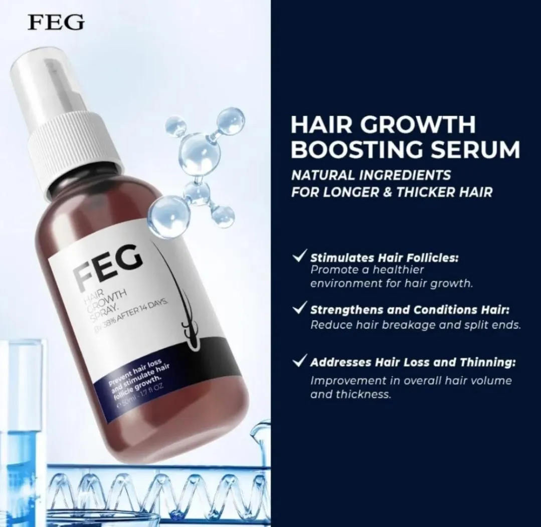 FEG Hair Growth Spray 1 Fl Oz Anti-Dandruff & Frizz Control