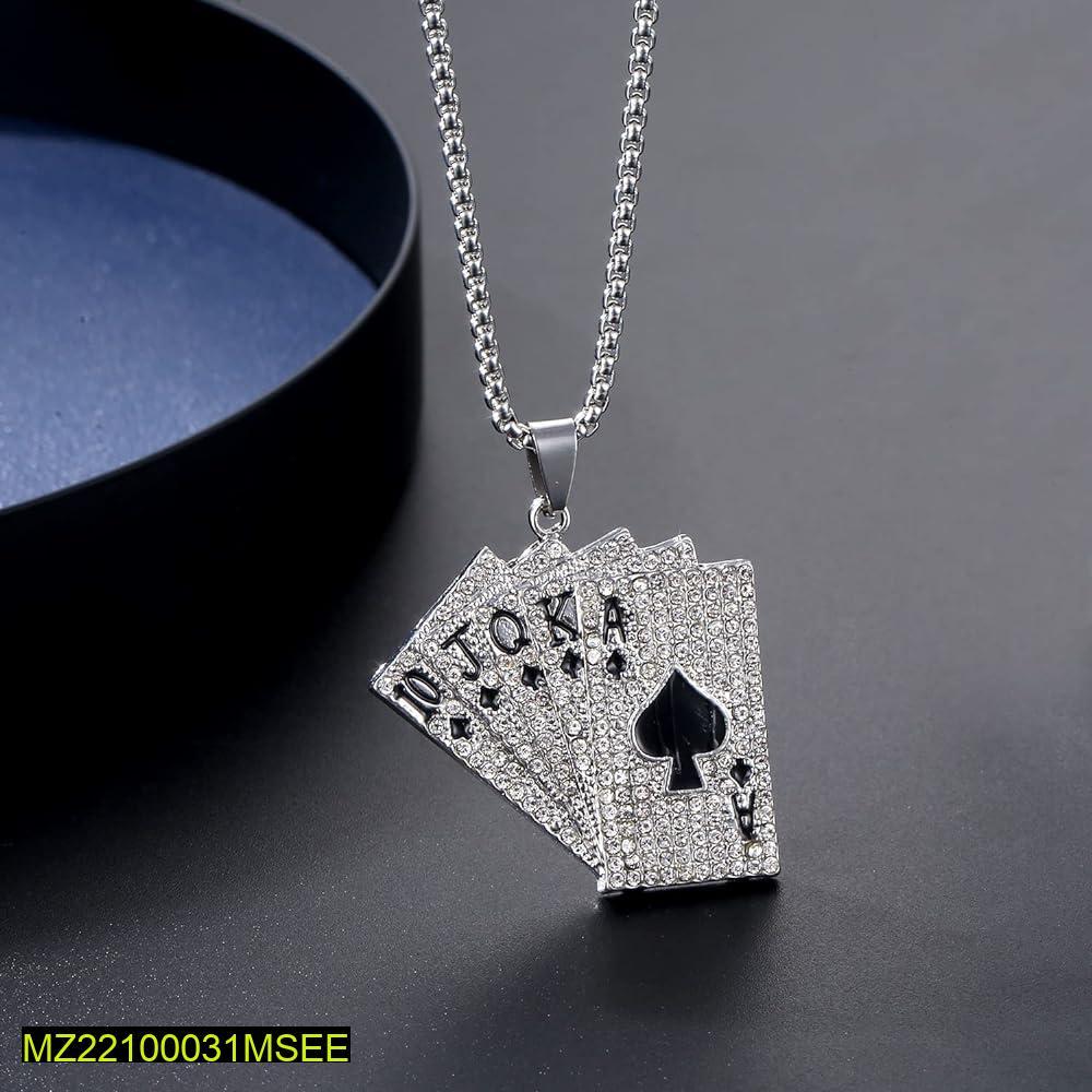 Silver Playing Card Pendant for Women Daily Wear