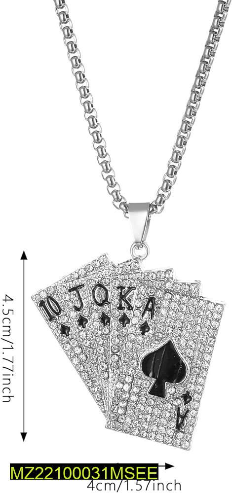 Silver Playing Card Pendant for Women Daily Wear