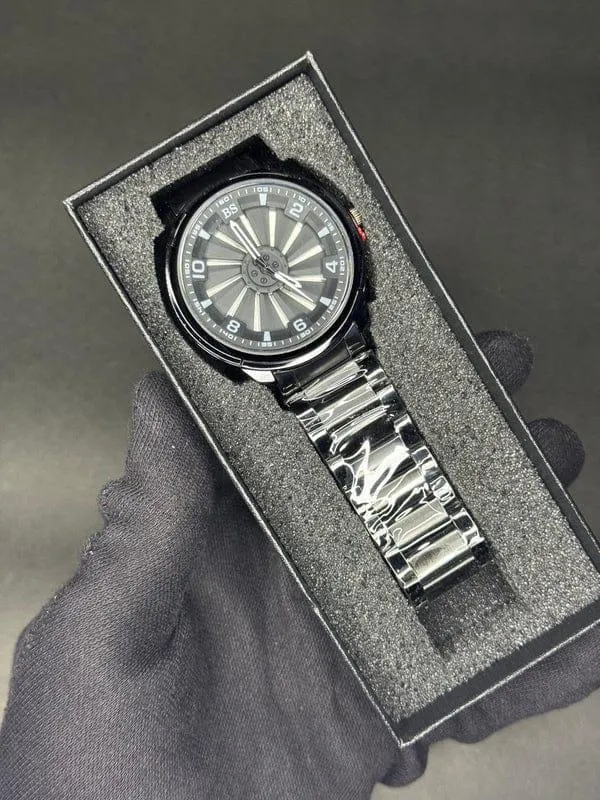Men's Stainless Steel Chain Strap Analogue Watch White Red Green