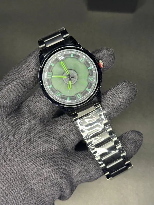 Men's Stainless Steel Chain Strap Analogue Watch White Red Green