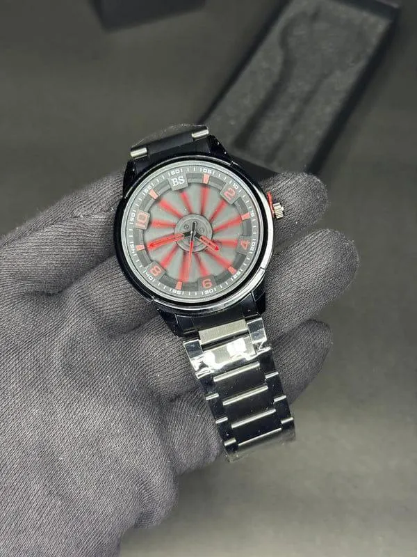 Men's Stainless Steel Chain Strap Analogue Watch White Red Green