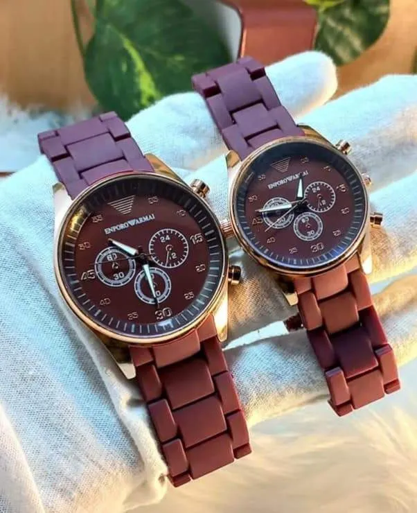 Unisex Chronograph Watches Black Stainless Steel