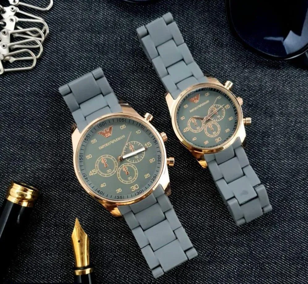 Unisex Chronograph Watches Black Stainless Steel