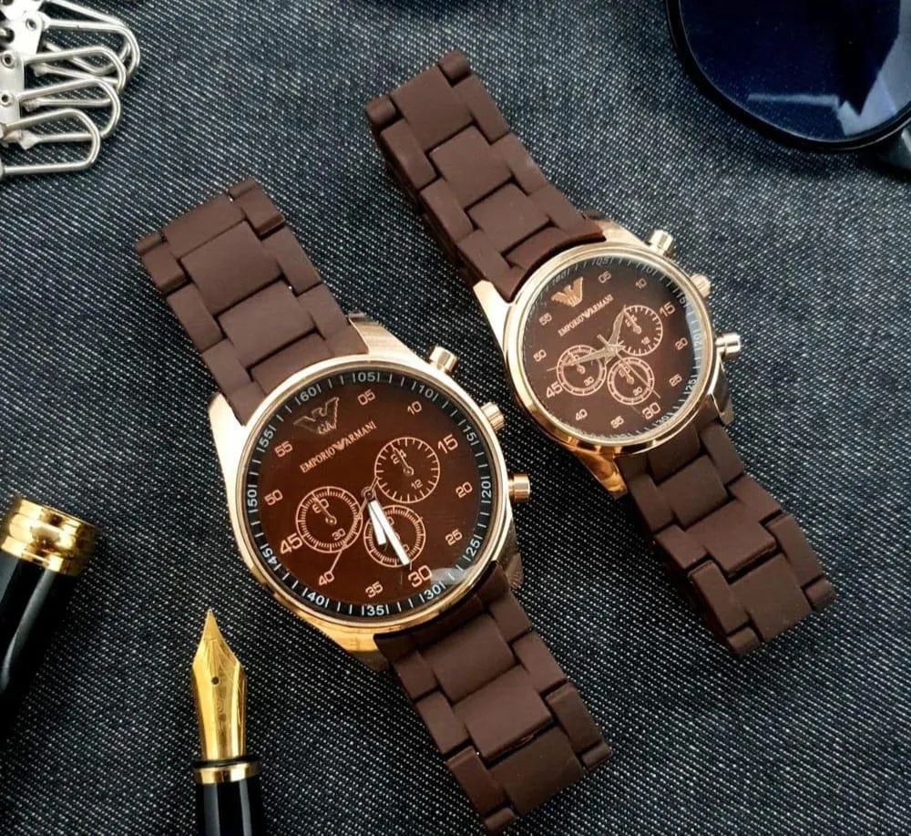 Unisex Chronograph Watches Black Stainless Steel