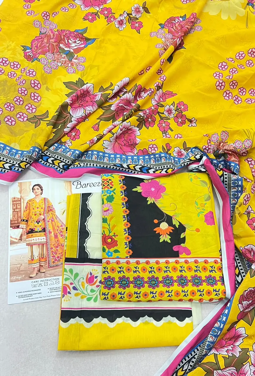 3 Pcs Women's Unstitched Printed Suit