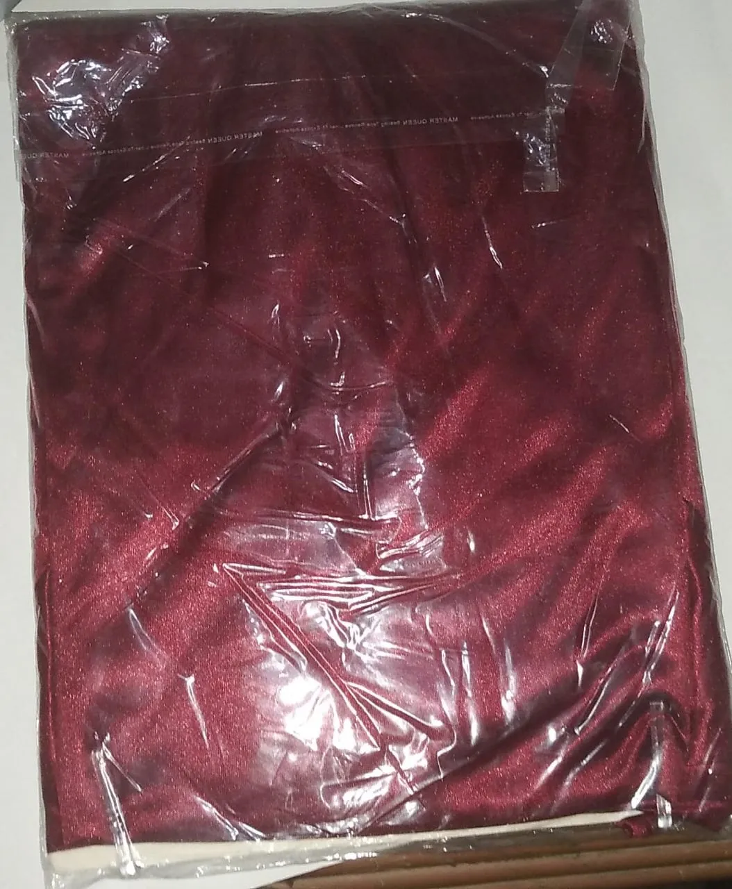 Maroon Silk V-Neck Nightgown Set 2 Pcs