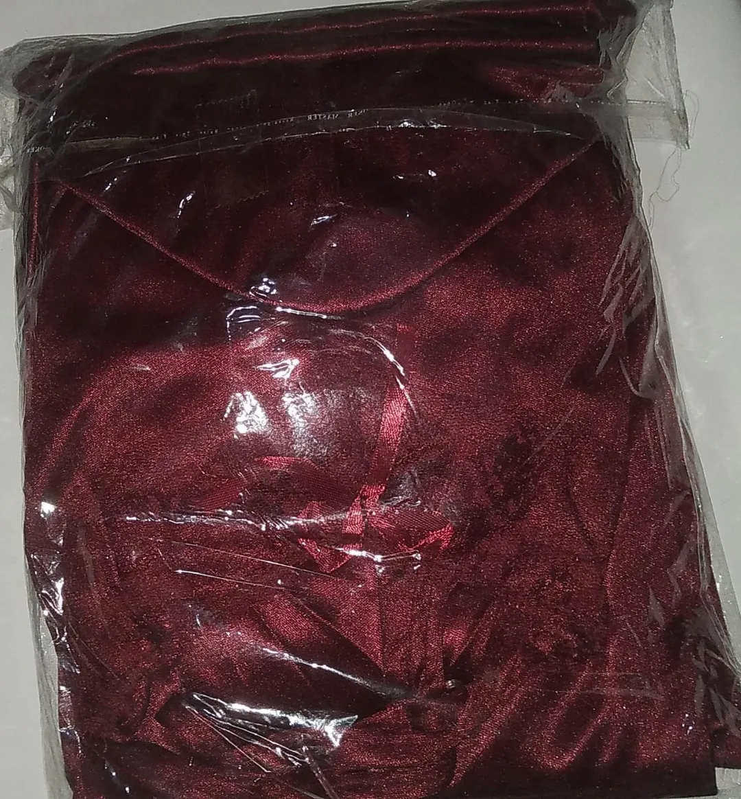 Maroon Silk Nighty Set 6 Pcs Women Stitched