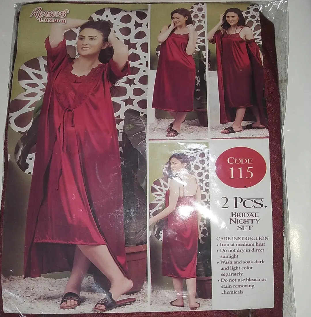 2 Pcs Women's Silk Lace Night Suit / Bridal Gown Nighty