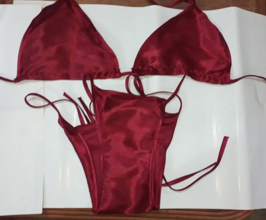 Silk Plain Comfortable And Lightweight Bikini Set / Swin Wear Bikini For Girls