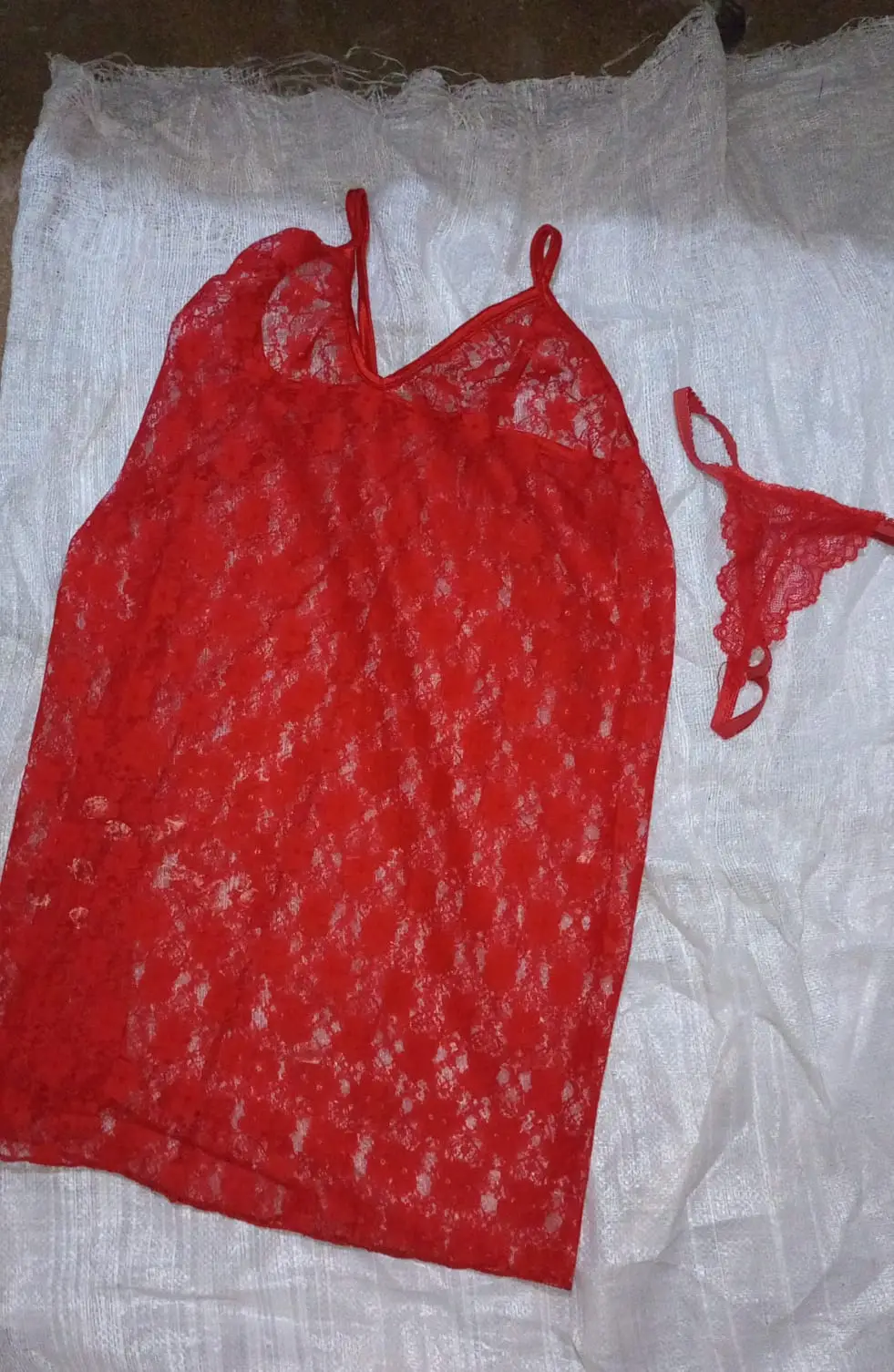 2 Pcs Transparent Nighty For Girls / Net Lace Comfortable And Lightweight Lingerie Set